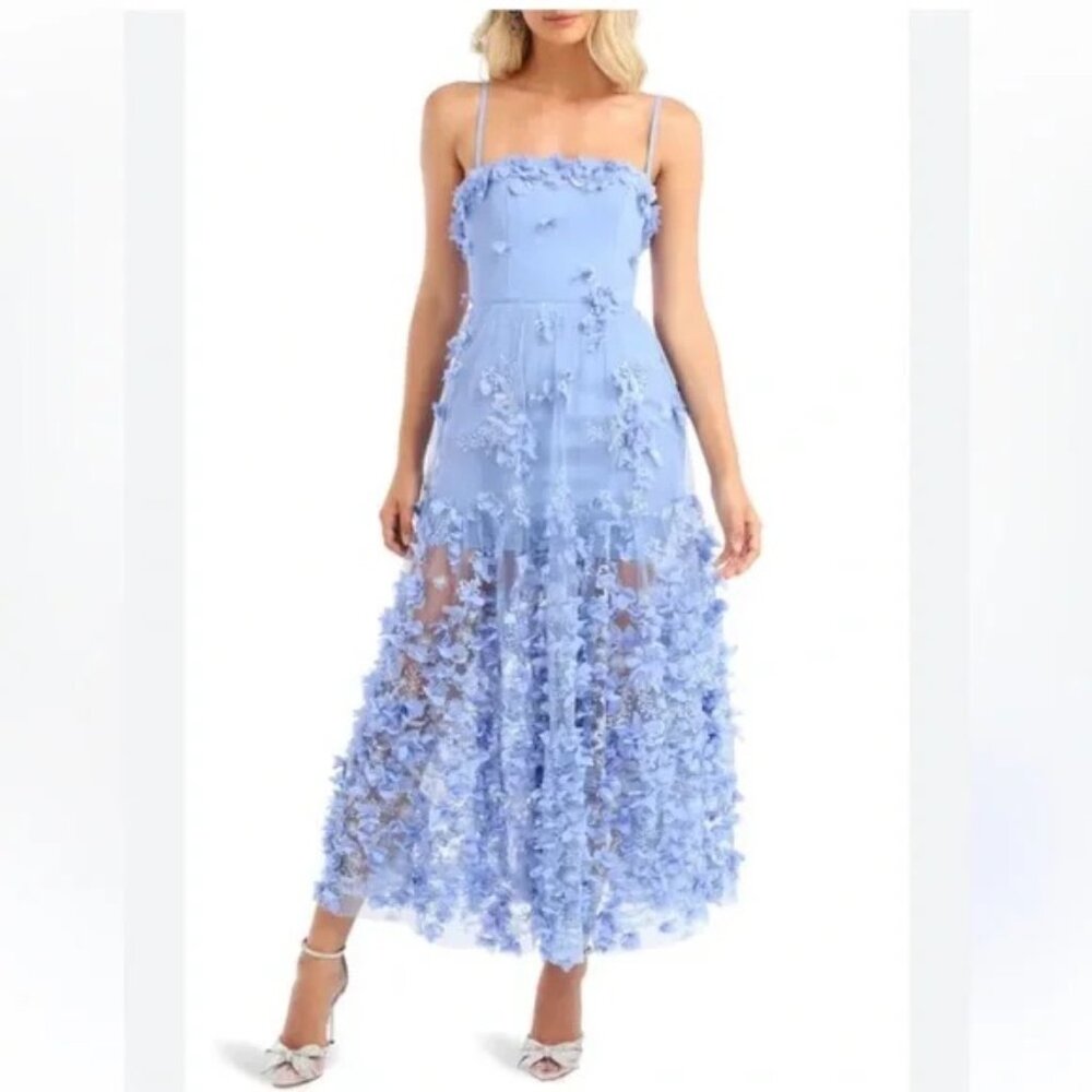 Helsi Audrey Floral Appliqué Midi Dress, XL, Blue